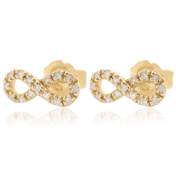 14 Karat Yellow Gold 0.09ct Diamond Infinity Stud Earrings