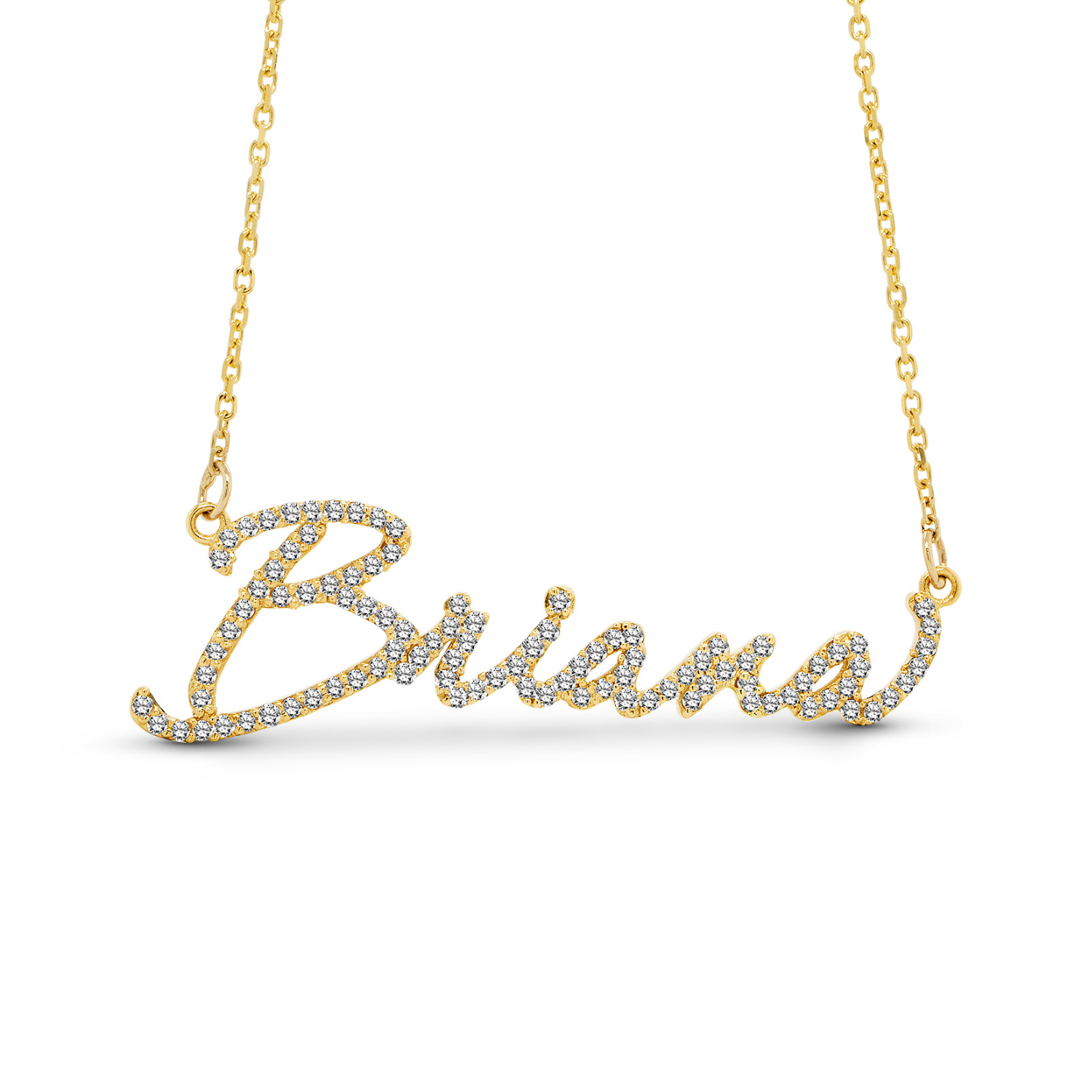 14 karat yellow gold diamond nameplate with VS natural diamonds banner — AJ's Jewelry Ridgewood Queens NY