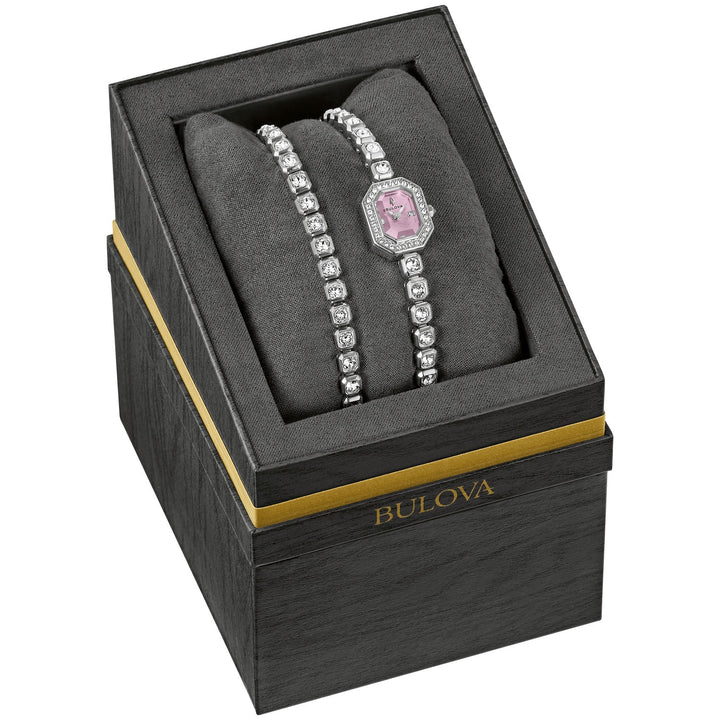 Bulova Crystal Box Set women's watch 96X168 in its Bulova box set presentation case