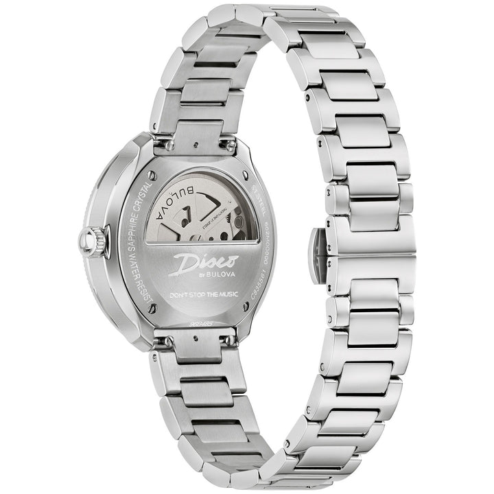 Case back of the Bulova Disco men's watch, 96B485