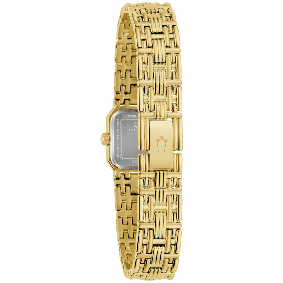 Case back of the Bulova Goddess of Time Sophia women's watch, 97P184