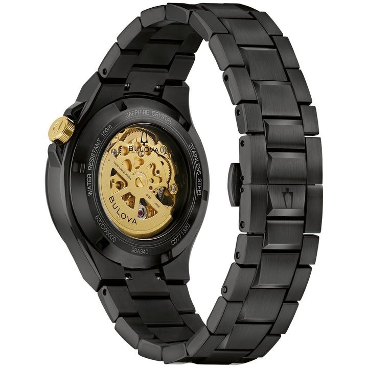 Case back of the Bulova Maquina men's watch, 98A340