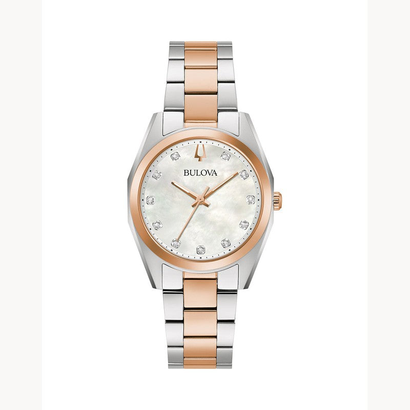 Bulova Surveyor women's two-tone stainless steel bracelet dress watch 98P207 front view