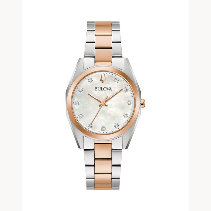 Bulova Surveyor women's two-tone stainless steel bracelet dress watch 98P207 front view