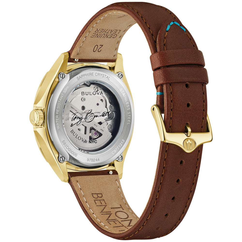 Case back of the Bulova Tony Bennett NYC men's watch, 97B244