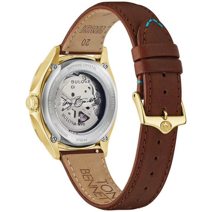 Case back of the Bulova Tony Bennett NYC men's watch, 97B244