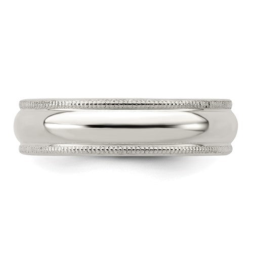 Men's Sterling Silver White Milgrain Wedding Band