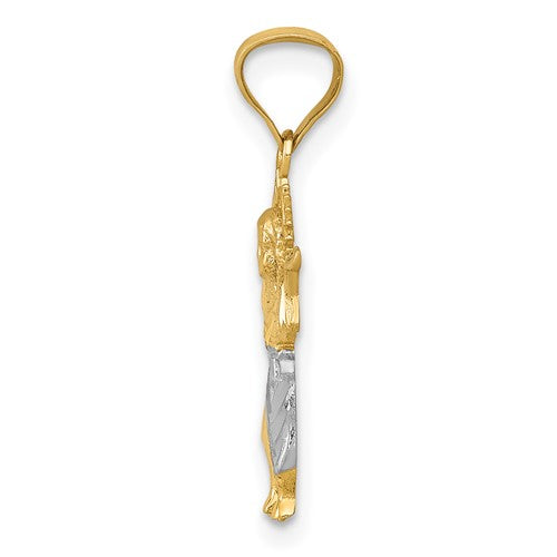 14 Karat 2 Tone Gold Small Polished Divino Nino Charm Pendant