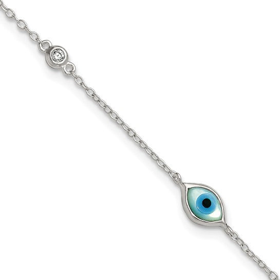 Sterling Silver Evil Eye 6.75 inch Bracelet