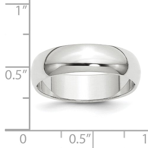 Lady's 14 Karat White Gold 6mm Plain Wedding Band - Size 6