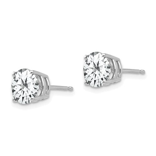 White 14 Karat Gold 7mm Round Cubic Zirconia Studs