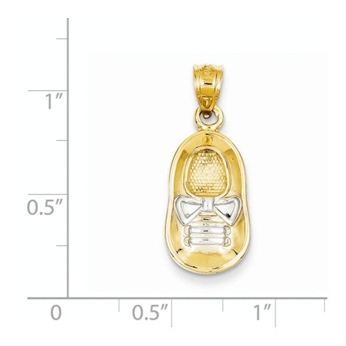 14 Karat 2 Tone Gold Baby Shoe Charm Pendant