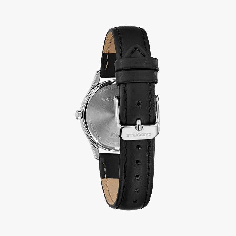 Caravelle Traditional women's silver-tone leather strap dress watch 43M118 detail view