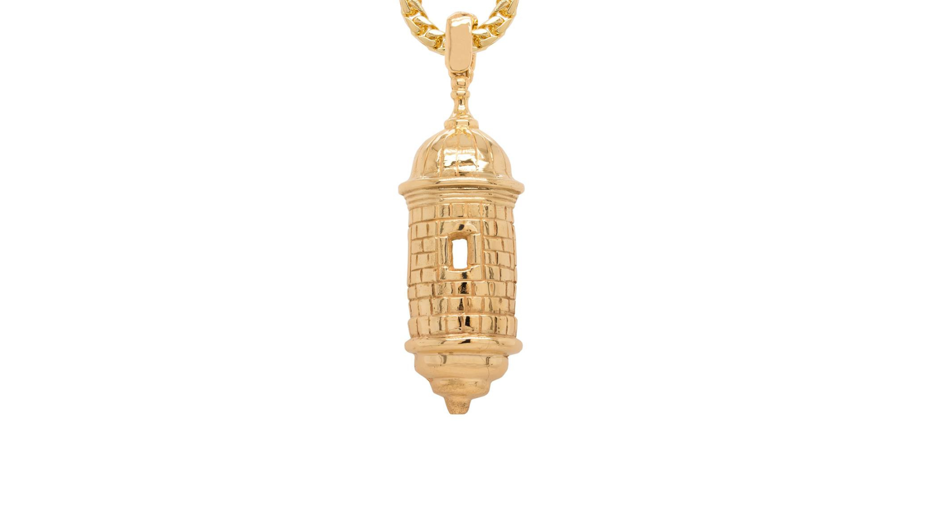 14 karat yellow gold Castillo San Felipe El Morro pendant custom wax carved jewelry banner — AJ's Jewelry Ridgewood Queens NY