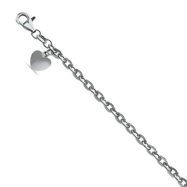 14 Karat White Gold Baby Heart Bracelet