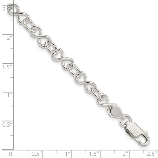 Sterling Silver Infinity Fancy Link 7.5 inch Bracelet