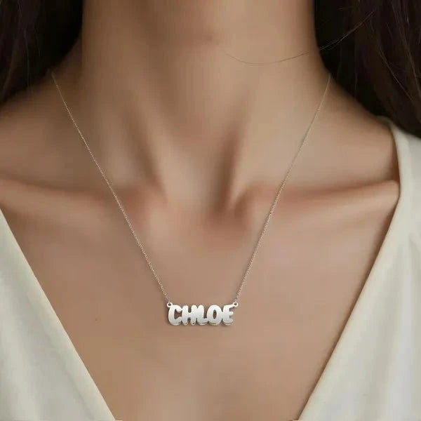 Sterling Silver Bubble Letter Name Necklace