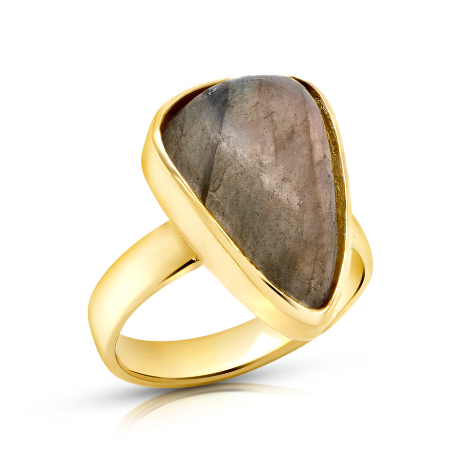 Pear Shaped Labradorite, 14K Yellow Gold