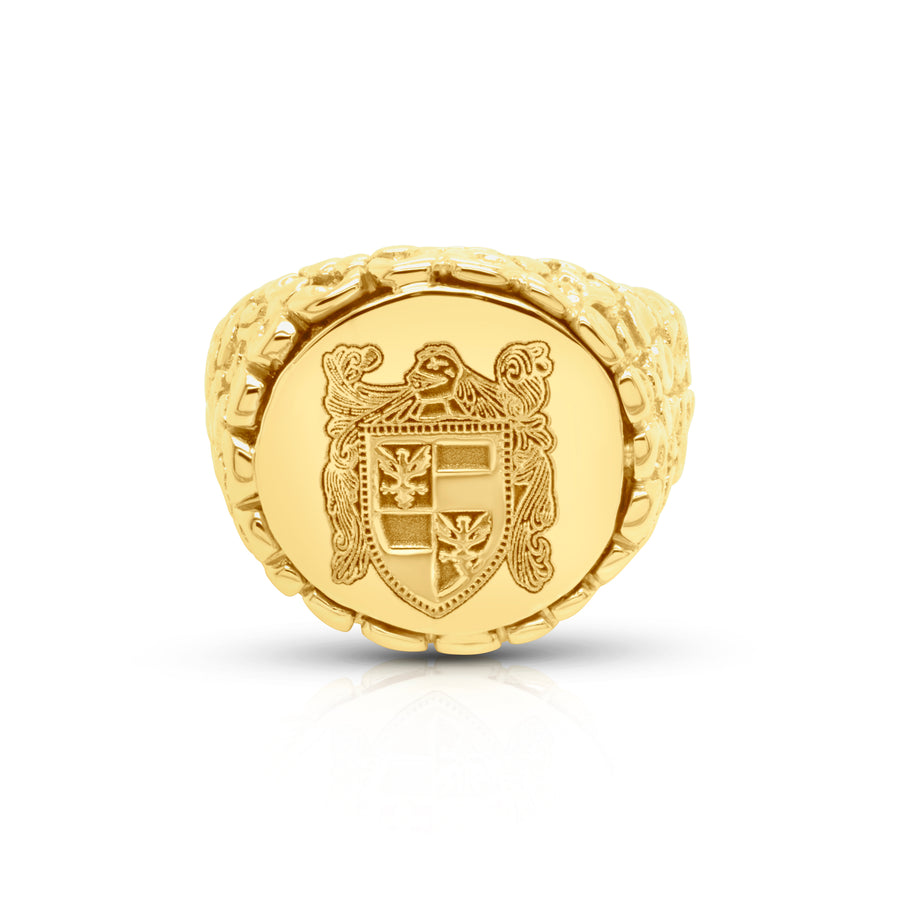 Engraved Family Crest Signet Ring, Gold