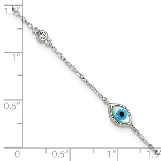 Sterling Silver Evil Eye 6.75 inch Bracelet