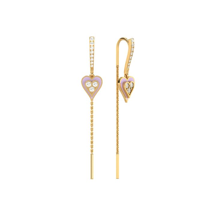 14 Karat Yellow Gold 0.33ct Diamond Heart Drop Earrings