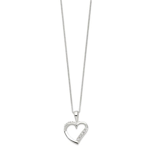 Sterling Silver Heart Necklace with Cubic Zirconia