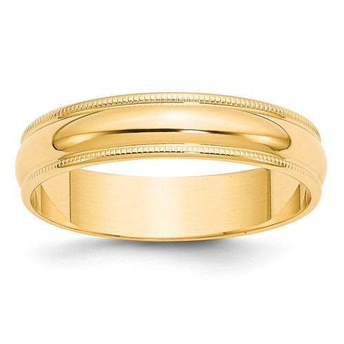 Men's 14 Karat Yellow Gold 5mm Milgrain Wedding Band - Size 10