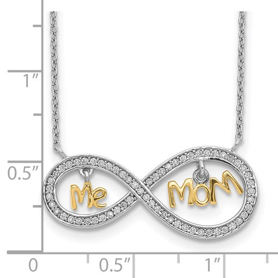 Sterling Silver Mom and Me Infinity Necklace with Cubic Zirconia