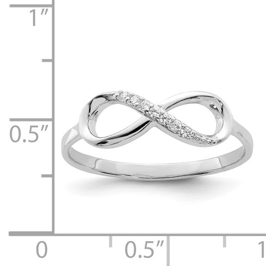 Sterling Silver Infinity Cubic Zirconia Polished Ring - Size 7