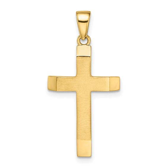 14 Karat Yellow Gold Small Polished Cross Charm Pendant