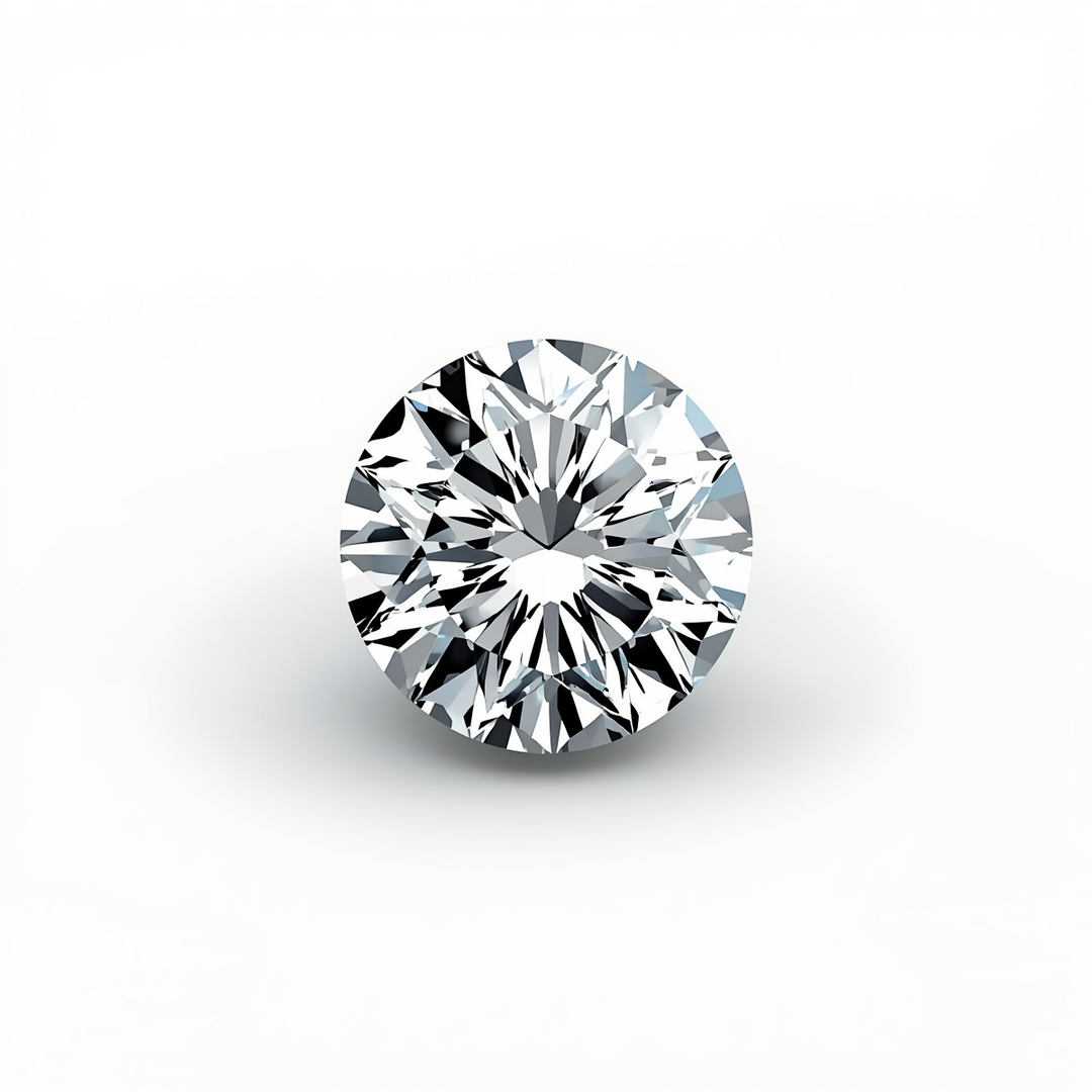 A image showing a single round diamond on a white background