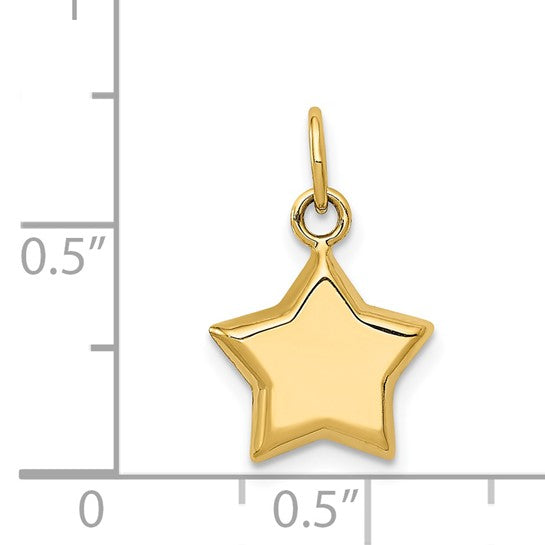 14 Karat Yellow Gold Small Polished Star Charm Pendant