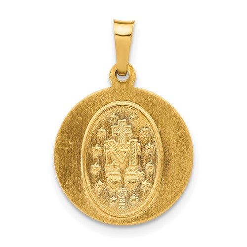 14 Karat Yellow Gold Miraculous Medal Charm Pendant