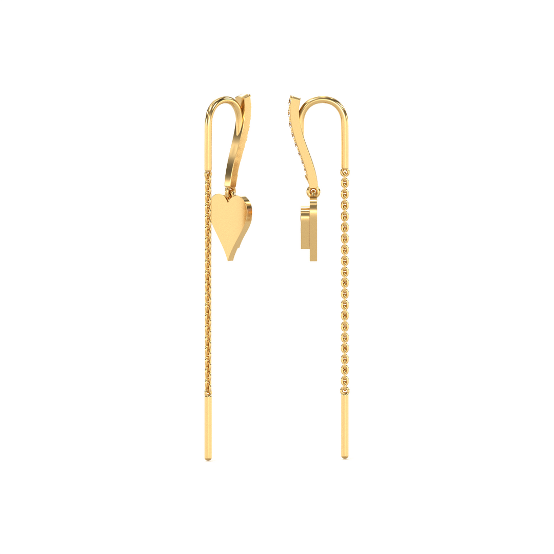 14 Karat Yellow Gold 0.33ct Diamond Heart Drop Earrings