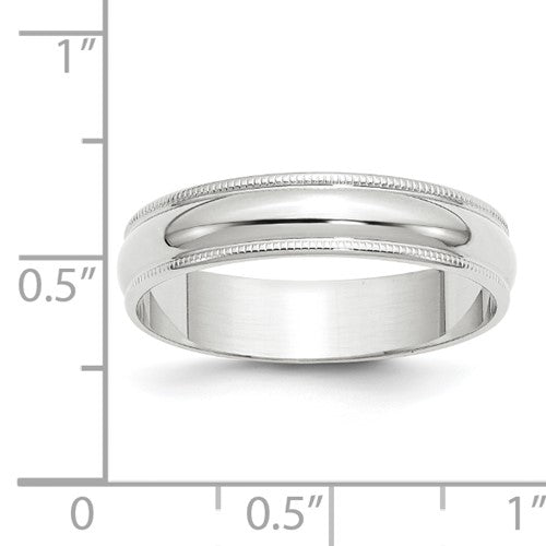 14 Karat White Gold 5mm Millgrain Wedding Band - Size 10