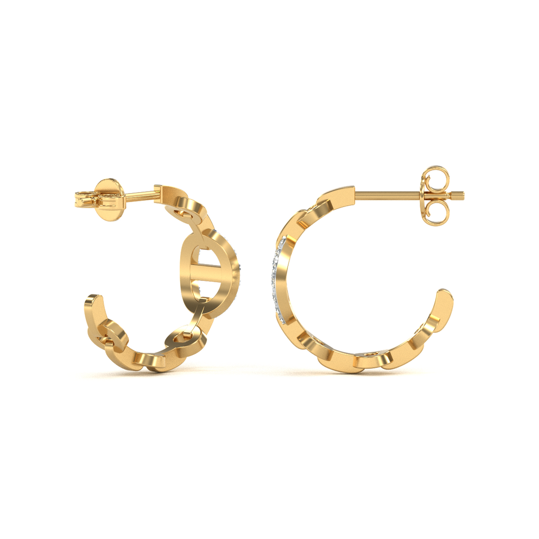 14 Karat Yellow Gold 0.30ct Diamond Small J-Hoop Earrings