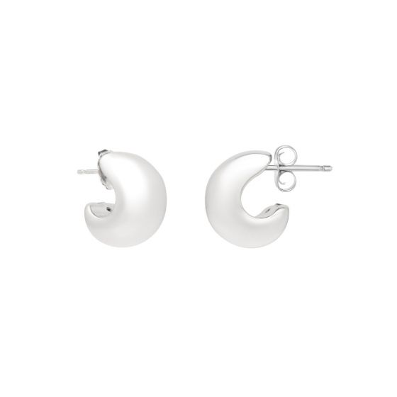 Sterling Silver C-Hoop Stud Earrings