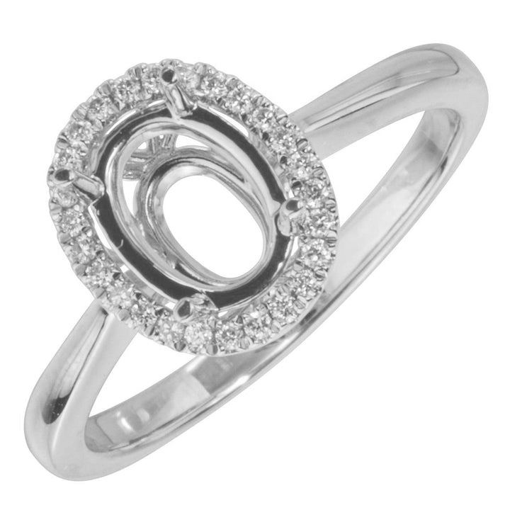 18 Karat White Gold 0.10ct Diamond Under Halo Semi-Mount Ring - Size 6