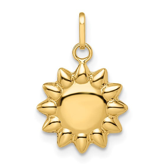 14 Karat Yellow Gold Sun Charm Pendant