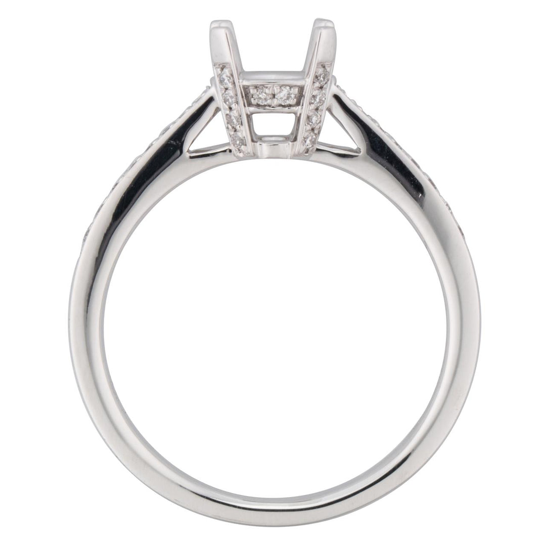 18 Karat White Gold 0.16ct Diamond Under Halo Semi-Mount Ring - Size 6.25