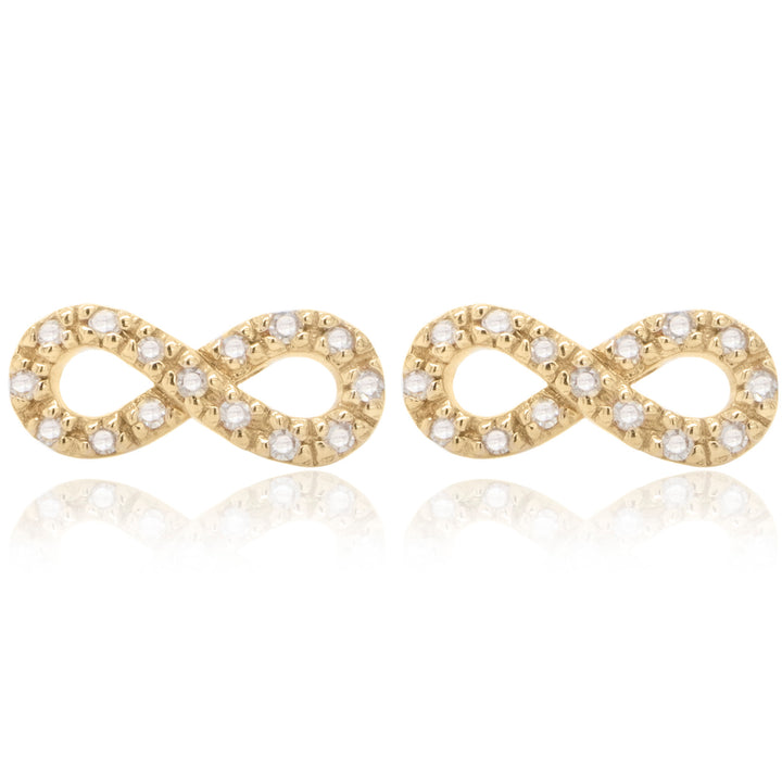 14 Karat Yellow Gold 0.09ct Diamond Infinity Stud Earrings