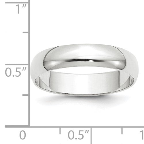 Men's 14 Karat White Gold 5mm Plain Wedding Band - Size 10