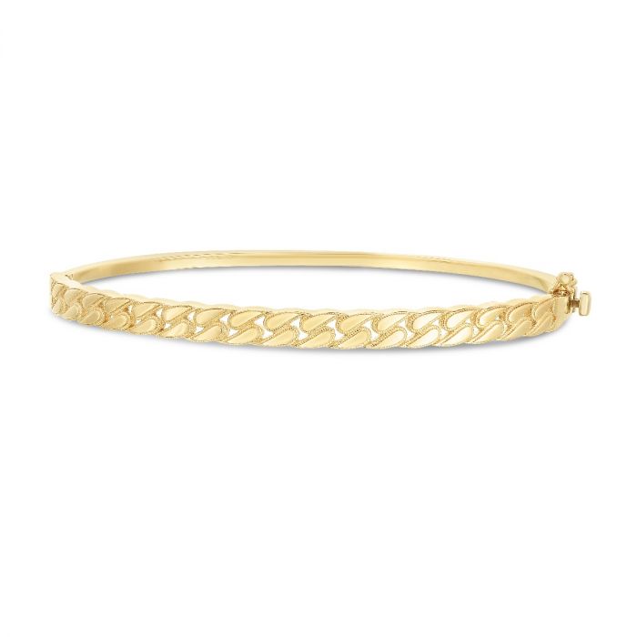 Ladies 14 Karat Yellow Gold Curb Bangle Bracelet