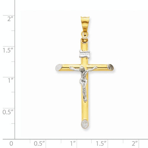 14 Karat 2 Tone Gold Cross Charm Pendant