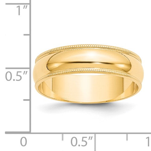 Lady's 14 Karat Yellow Gold 6mm Milgrain Wedding Band - Size 7