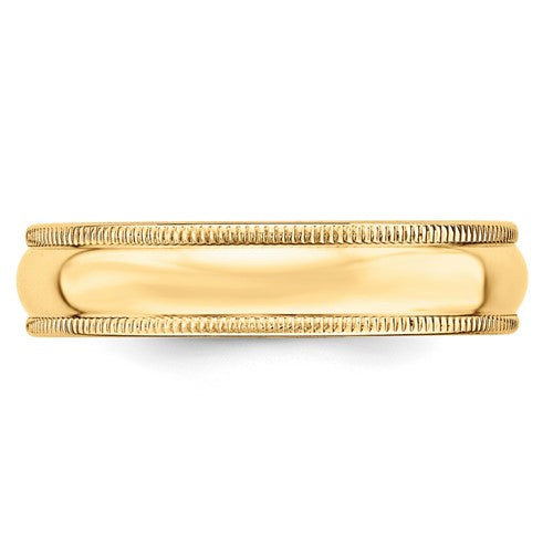 Lady's 14 Karat Yellow Gold 5mm Milgrain Wedding Band - Size 7