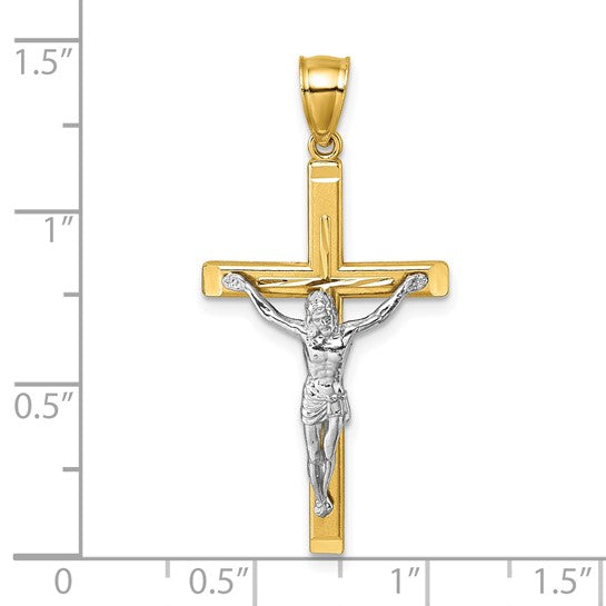 14 Karat 2 Tone Gold Small Polished Cross Charm Pendant