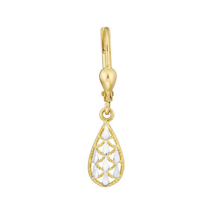 14 Karat 2 Tone Gold Filigree Drop Earrings