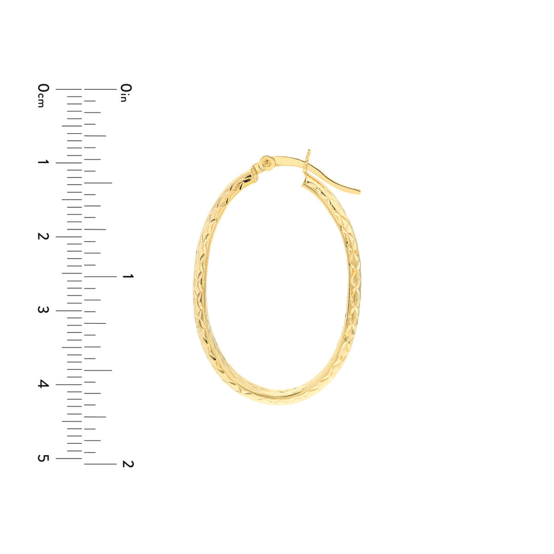 14 Karat Yellow Gold Diamond Cut Medium Hoop Earrings