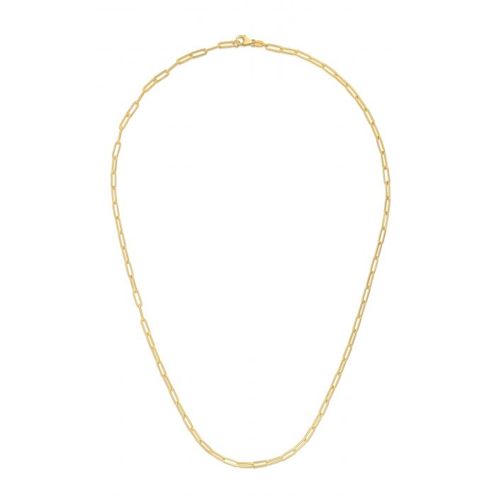 14 Karat Yellow Gold 2.5mm Paper Clip Link 18 inch Chain